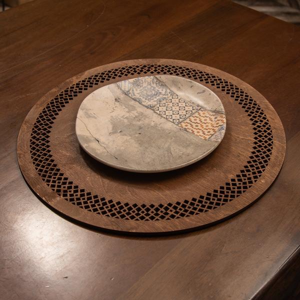 set-suport-farfurie-seljuk-6-bucati-maro-lemn-36x36-cm