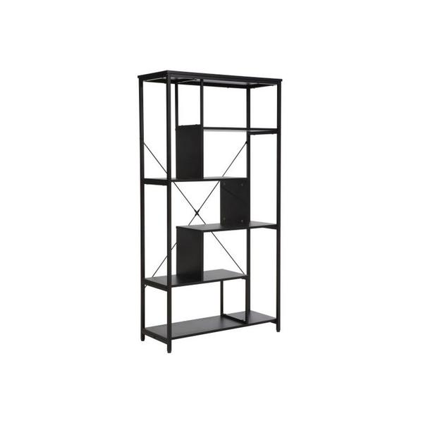 biblioteca-net-b-negru-pal-laminat-metal-75x35x132-cm
