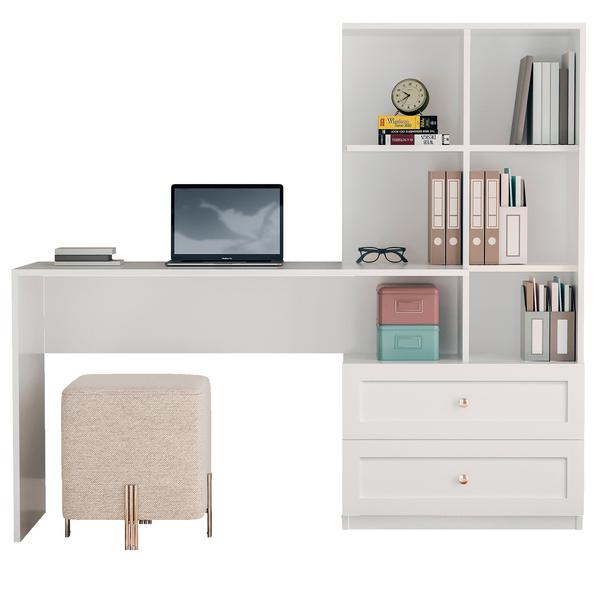 birou-betty-5-rafturi-2-sertare-155-x-60-cm-alb