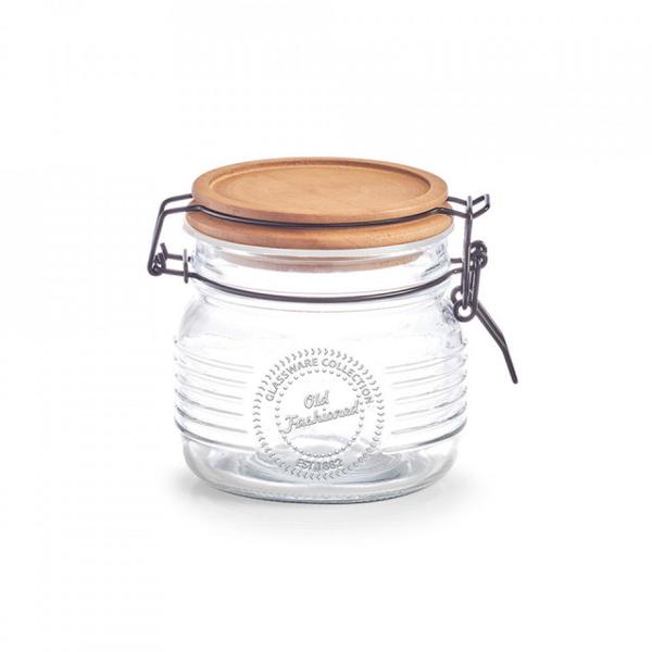recipient-cu-capac-transparent-maro-din-sticla-si-lemn-500-ml-old-fashioned-zeller